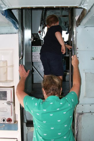 Climbing up into the cockpit